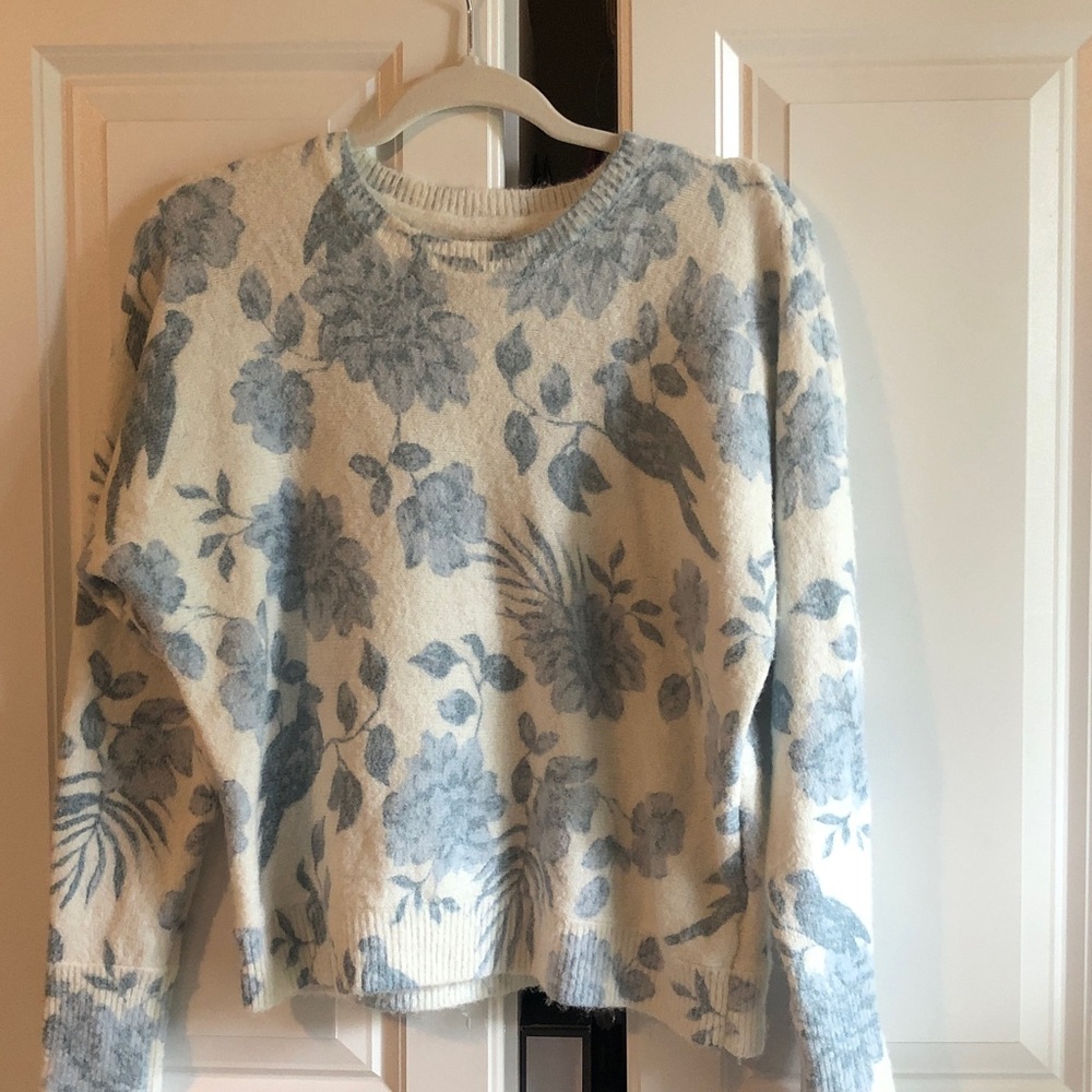 Rachel Zoe Floral Sweater - Blue and Cream